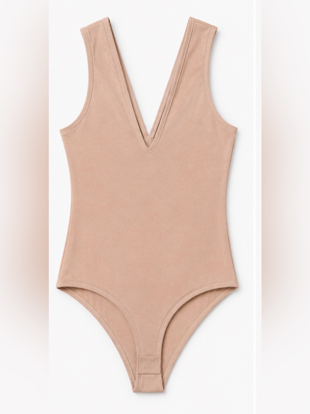 Zara Pinkish Beige V-Neck One-Piece Bodysuit